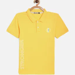 Octave Boys Yellow Typography Printed Polo Collar Cotton T-shirt-picture-20