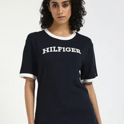 Tommy Hilfiger Women Typography Printed Round Neck Cotton T-shirt-picture-40