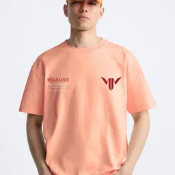 MISCHIEF MONKEY Men Typography Printed Round Neck Cotton Oversized T-Shirt image 1