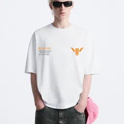 MISCHIEF MONKEY Men Typography Printed Round Neck Cotton Oversized T-Shirt image 1