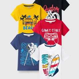 KUCHIPOO Boys 5 Printed Applique T-shirt-image-83