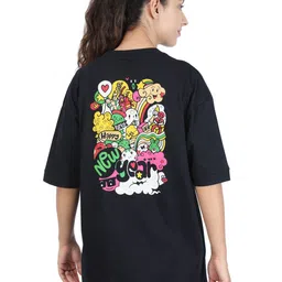 ZU Printed Round Neck Drop-Shoulder Sleeves Cotton Oversized T-shirt-picture-16