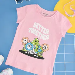 Pantaloons Junior Girls Graphic Printed Round Neck Cotton Casual T-shirt-picture-46