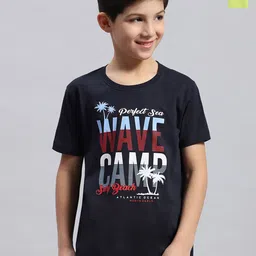 Monte Carlo Boys Pack Of 2 Typography Printed Pure Cotton T-shirts image 1