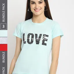 Fabflee Pack Of 3 Typography Printed Cotton T-shirt-picture-38