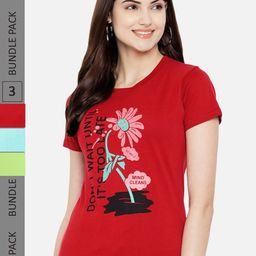 Fabflee Pack Of 3 Typography Printed Cotton T-shirt-picture-38
