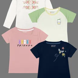 HELLCAT Girls Pack Of 4 Printed Cotton T-shirts-image-96