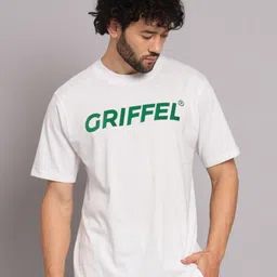 GRIFFEL Round Neck Short Sleeves Typography Printed Cotton T-shirt-picture-29