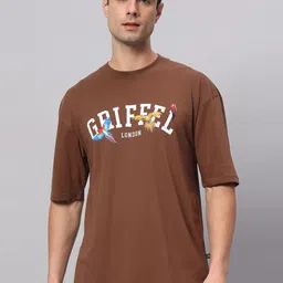 GRIFFEL Typography Printed Cotton Oversized Applique T-shirt-picture-13