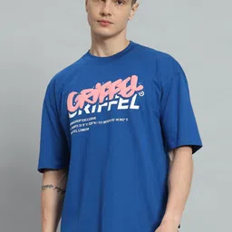 GRIFFEL Typography Printed Drop-Shoulder Sleeves Cotton Oversized T-shirt-picture-16