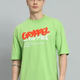 GRIFFEL Typography Printed Drop-Shoulder Sleeves Cotton Oversized T-shirt-picture-20