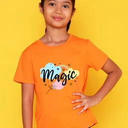 NUSYL Girls Typography Printed Round Neck Casual T-shirt-picture-35