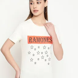 FUTURO Women Typography Printed Applique T-shirt-image-87