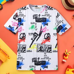 INCLUD Boys Typography Printed Round Neck T-shirt image 1