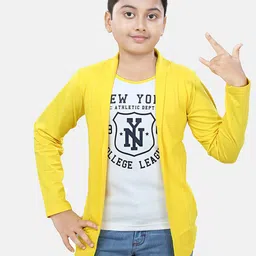 SOUNIK FASHION SDS Boys Yellow Typography Printed Cotton Layered T-shirt-picture-32