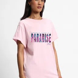 Bewakoof  Living in Paradise Graphic Printed Boyfriend T-shirt-image-89