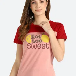 shashvi Women Peach-Coloured & Red Colourblocked T-shirt-image-74