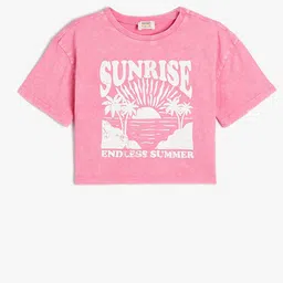 Koton Girls Typography Printed Applique T-shirt-picture-55