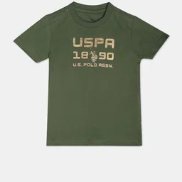 U.S. Polo Assn. Kids Boys Typography Printed Pure Cotton T-shirt image 1