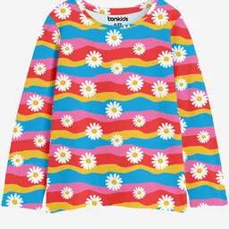 BONKIDS Girls Floral Printed Round Neck Long Sleeves Cotton T-shirt-picture-11