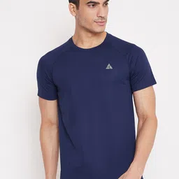 ATHLISIS Men Navy Blue Solid Rapid Dry Running T-shirt-image-9