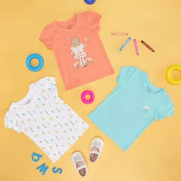 Pantaloons Baby Infant Girls Pack Of 3 Graphic Printed Pure Cotton T-shirts-picture-43
