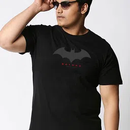 Bewakoof Plus Plus Size Men Black Printed Pure Cotton Applique T-shirt image 1