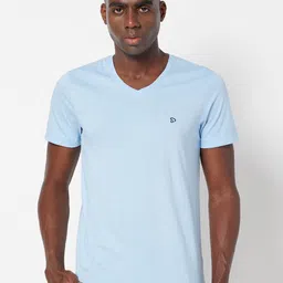 SPORTO Men Blue Solid Outdoor Cotton T-shirt image 1