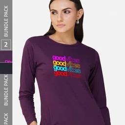 CHOZI Pack Of 2 Typographic Printed Long Sleeves Cotton T-shirt-picture-12