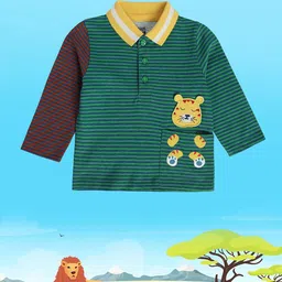 MINI KLUB Infants Boys Striped Polo Collar Long Sleeves Applique Cotton T-shirt image 4