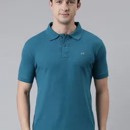 Force NXT Men Turquoise Blue Polo Collar Super Combed Cotton T-shirt-image-60