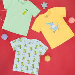 Pantaloons Baby Girls Pack Of 3 Graphic Printed Round Neck T-shirt-picture-35