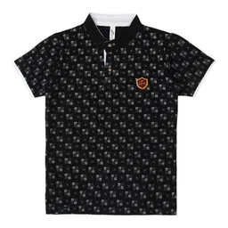 earth conscious Boys Geometric Printed Henley Neck Cotton T-shirt-picture-52