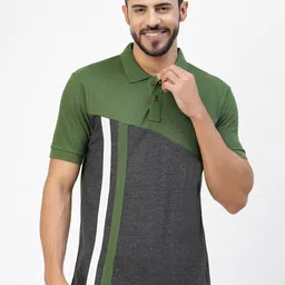 Kalt Colourblocked & Striped Polo Collar T-shirt-picture-21