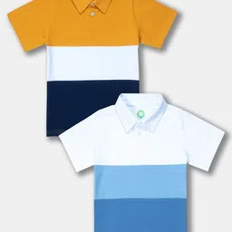 YK Boys Pack Of 2 Colourblocked Polo Collar Pure Cotton T-shirt-picture-26