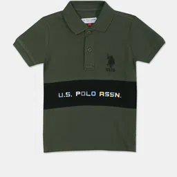 U.S. Polo Assn. Kids Boys Typography Printed Colourblocked Polo Collar Pure Cotton T-shirt-picture-48