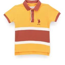 U.S. Polo Assn. Kids Boys Striped Polo Collar Applique T-shirt-image-58