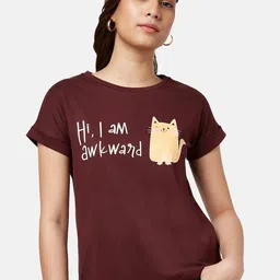 People Women Typography Printed Cotton T-shirt-image-52