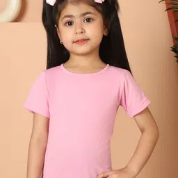 MINI & MING Girls Solid Round Neck Pure Cotton T-shirt-picture-28