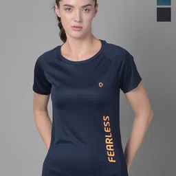 Dollar Women Pack of 3 Typography Placement Print Microfiber Anti Bacterial Sports Tshirts-picture-11