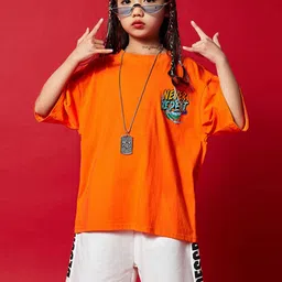 LULU & SKY Girls Typography Printed Round Neck Cotton Relaxed Fit T-shirt-picture-23