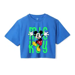 Wear Your Mind Girls Mickey Mouse Printed Pure Cotton Boxy T-shirt-image-51