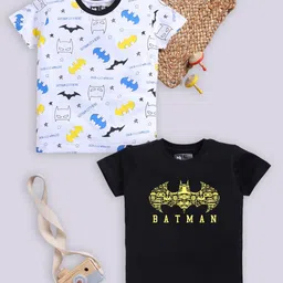YK X Minute Mirth Boys Set of 2 Batman Printed Pure Cotton T-shirts-picture-12