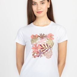 Status Quo Round Neck Short Sleeves Floral Printed Tropical Cotton T-shirt-picture-38