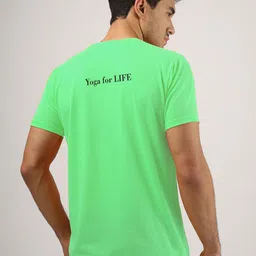 Greylongg Leaf Green Men's Printed Round Neck T-Shirt-image-98