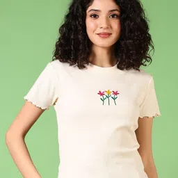 V-Mart Women Floral Printed Round Neck Cotton T-shirt-image-63