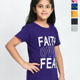 BAESD Girls Pack Of 6 Printed Short Sleeves Cotton T-shirt-picture-56