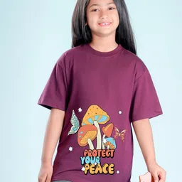 NUSYL Girls Graphic Printed Oversized T-shirt image 1