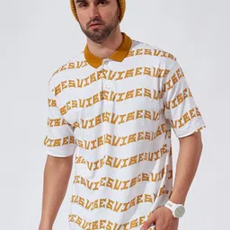 Maniac Typography Printed Polo Collar Cotton Boxy T-shirt-picture-33