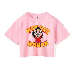 Wear Your Mind Girls Wonder Woman Printed Boxy Crop Pure Cotton T-shirt-image-19
